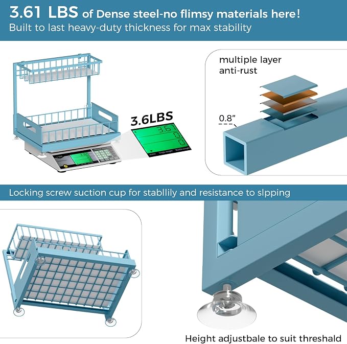 Under Sink Organizer Storage 2-Tier Premium Metal Pull-Out Racks, Height - Image 4