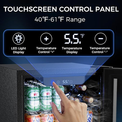 68 Cans Beverage Refrigerator Cooler, 1.7 cu.ft Mini Fridge Glass Door Drink - Image 4