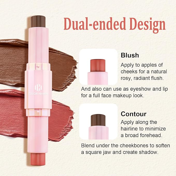 Color Nymph Blush Contour Stick, Double-end Cream Blush & Contour Makeup Stick - Image 3