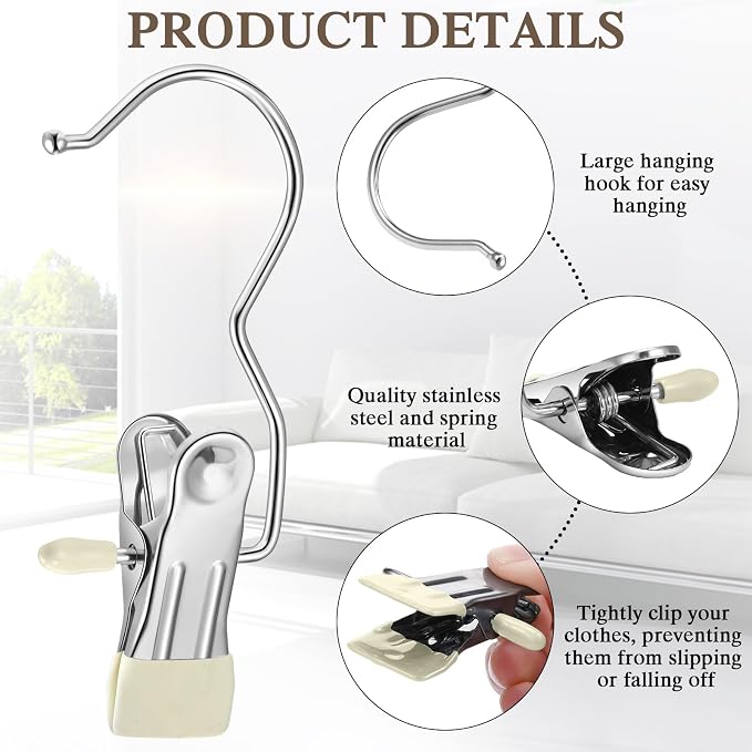 Yinder 150 Pcs Boot Hangers Clips Laundry Hooks Hanging Stainless Steel Clothes - Image 3