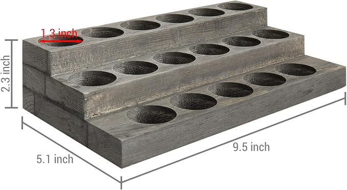 MyGift 3-Tier Vintage Grey Wood 17-Bottle Essential Oil Display Stand - Image 4