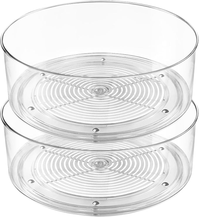 Lazy Susan Organizer, Round Plastic Clear Lazy Susan Turntable Food Storage by SlowSLog