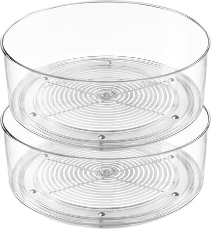 Lazy Susan Organizer, Round Plastic Clear Lazy Susan Turntable Food Storage by SlowSLog