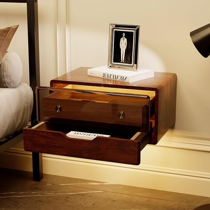 HedoAjim Floating Nightstand Smart Bedside Table LED Nightstand, Wall Mounted - Image 3