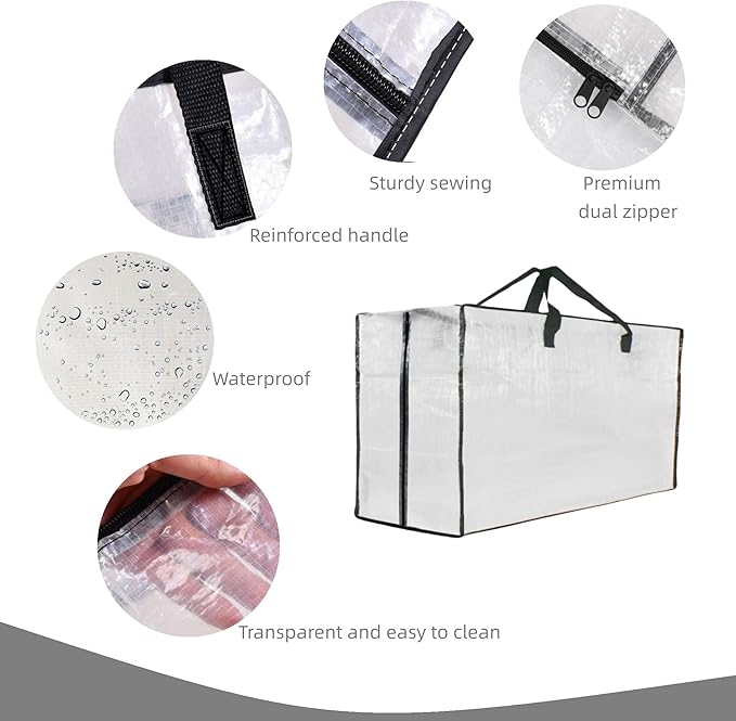 Heavy Duty Moving Bags, Extra Large Clear Storage Bags - Image 3