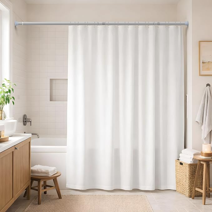 Silver Shower Curtain Rod 32 to 76 Inches Adjustable, 7/8 Inch Diameter Heavy - Image 5
