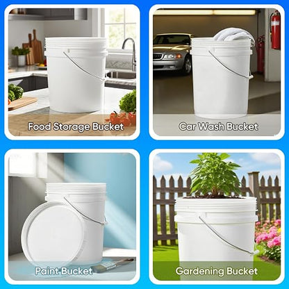 DEMORA 5 Gallon Bucket with Screw Lid, Heavy Duty Plastic Buckets Containers - Image 5