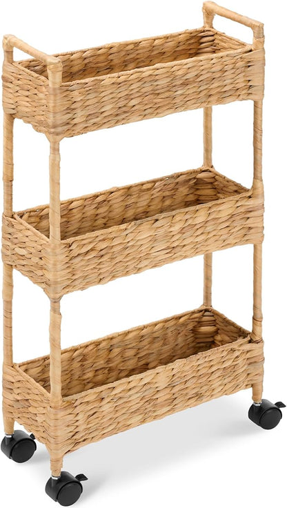 Best Choice Products 3-Tier Slim Water Hyacinth Rolling Nursery Caddy w/Wheels by BestChoiceProducts