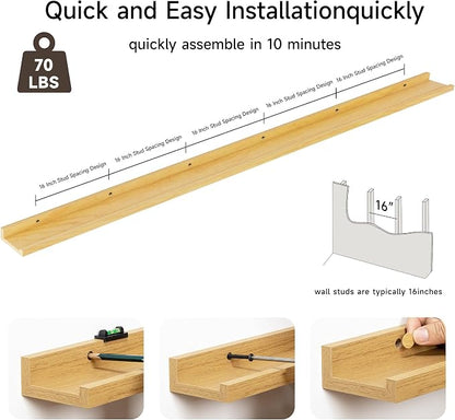 Floating Picture Ledge Shelves for Wall Set of 2, 95 Inches Picture Ledge Shelf - Image 5