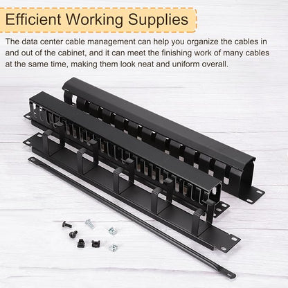 PATIKIL 1U 19 Inch Cable Manager, 6 Pack 24 Slot Horizontal Rack Mount Wire - Image 4