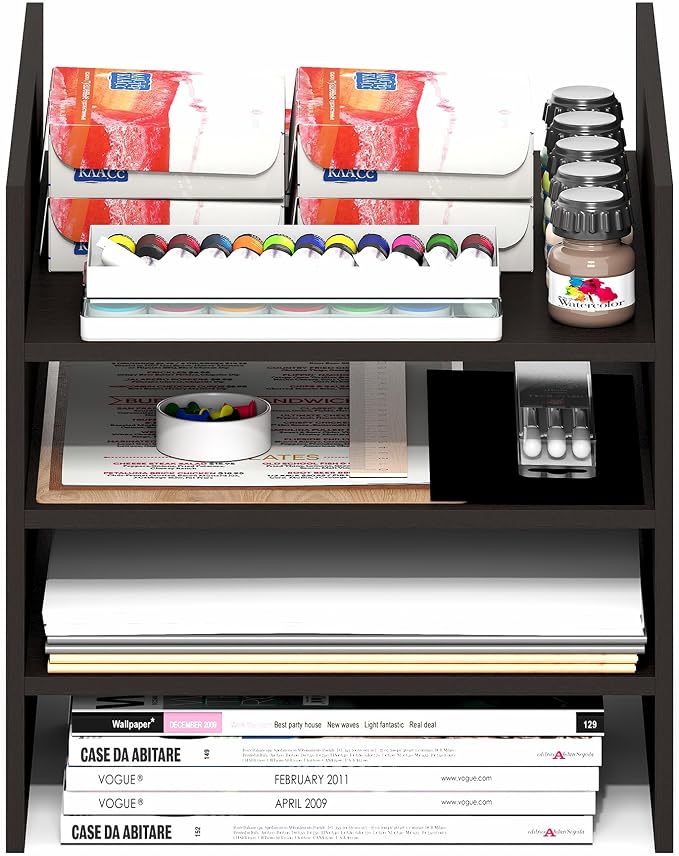 Furinno Cubicle 3-Shelf Cube Insert, 3-Tier Cube Organizer, Dark Oak | 12.9W x - Image 8