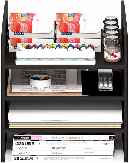 Furinno Cubicle 3-Shelf Cube Insert, 3-Tier Cube Organizer, Dark Oak | 12.9W x - Image 8