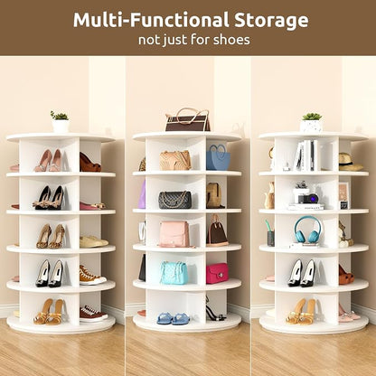Rotating Shoe Rack 5 Tier Spinning Shoes Organizer Tower - Image 6