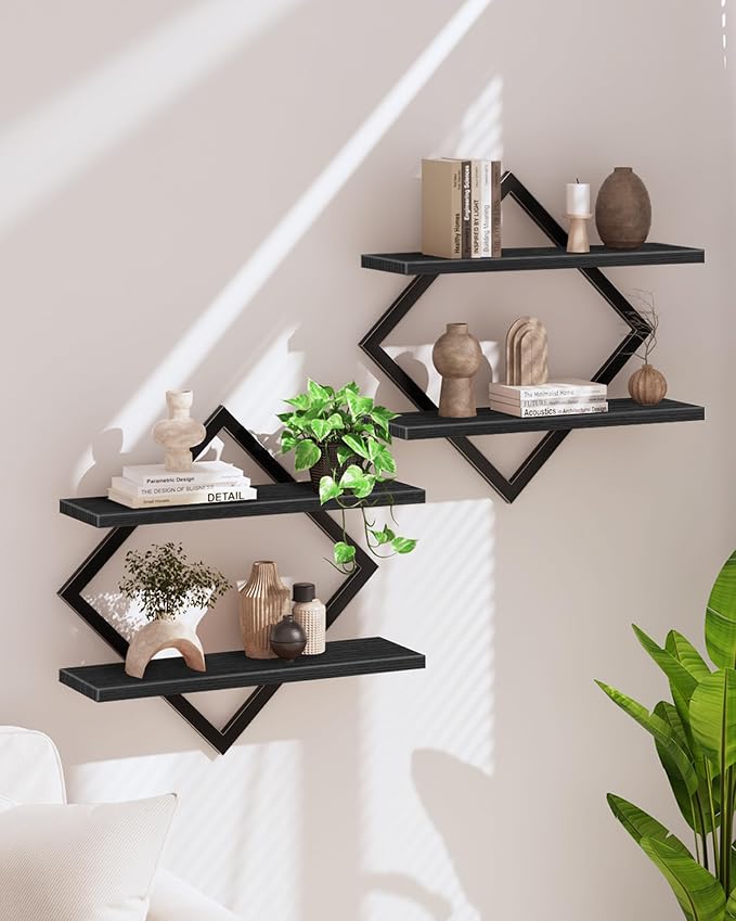 CHOEZON Floating Shelves, 2-Tier Hanging Shelves, Wall Shelf Set of 2, Wall by Choezon