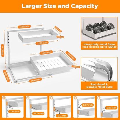 Under Sink Organizer, Bathroom Counter Organizer, 2 Packs 2-Tier Metal - Image 3