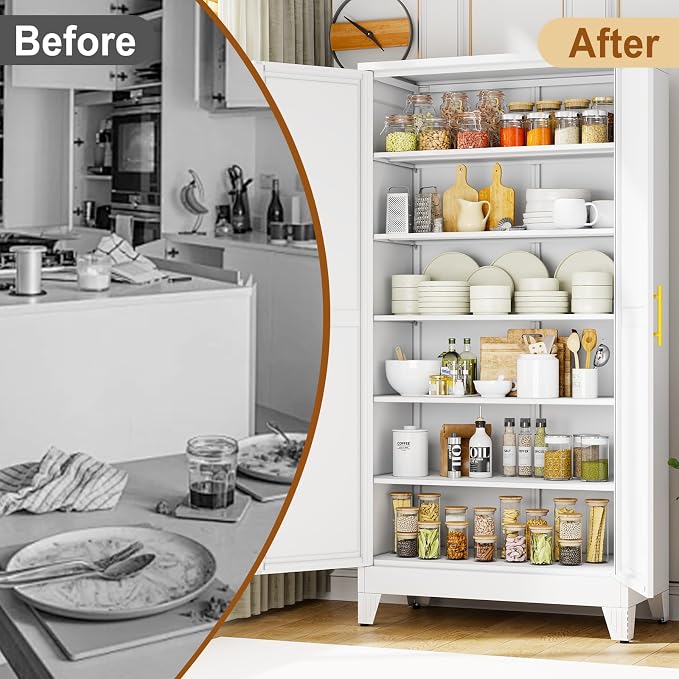 79" White Metal Storage Cabinet - Image 7
