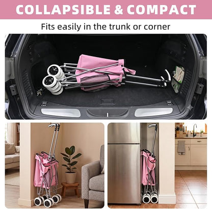 Shopping Carts for Groceries Foldable Rolling Trolley - Image 5