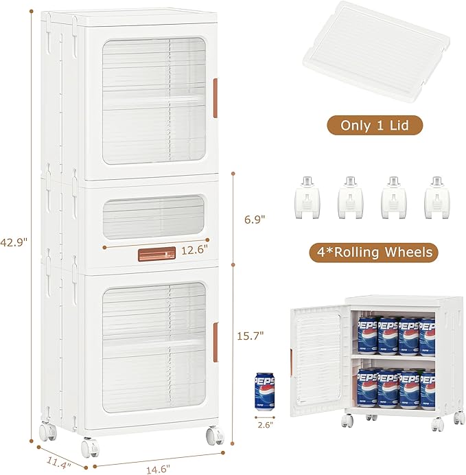 VECELO 3-Tier Narrow Bathroom Storage Cabinet - Image 3