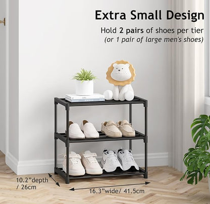 Autonomier 3 Tier Extra Small Shoe Rack, Narrow Stackable Shoe Shelf - Image 3