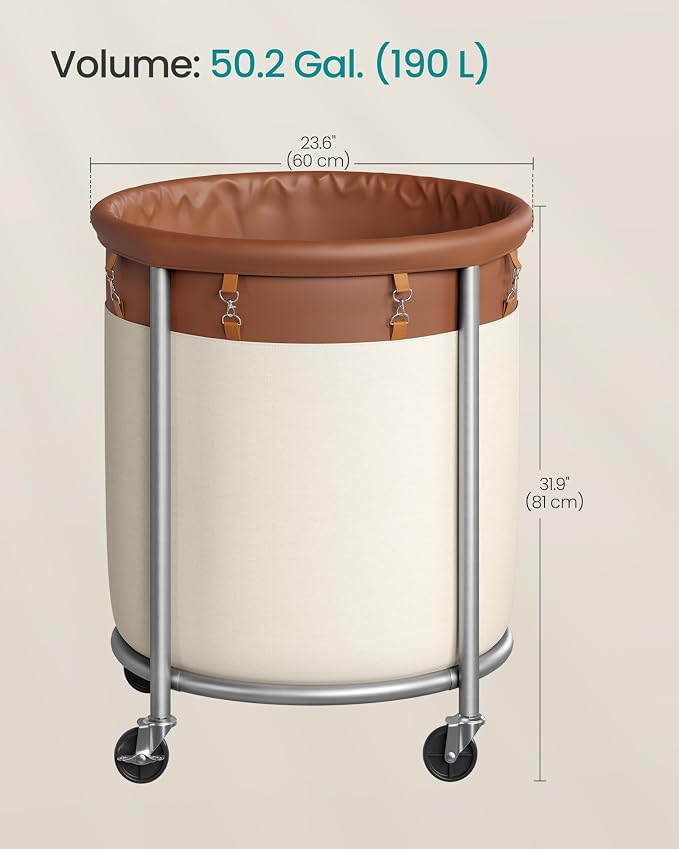 SONGMICS Laundry Basket, Rolling Steel Frame - Image 5