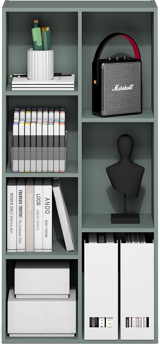 Furinno LUDER Book Shelf, 7-Cube Bookshelf, 9.4" x 19.5" x 41.7", - Image 4