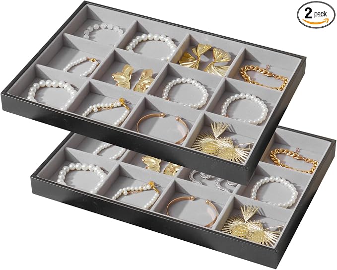 Large Jewelry Organizer Tray 2 Pack, Stackable Jewelry Storage Holder by Unknown