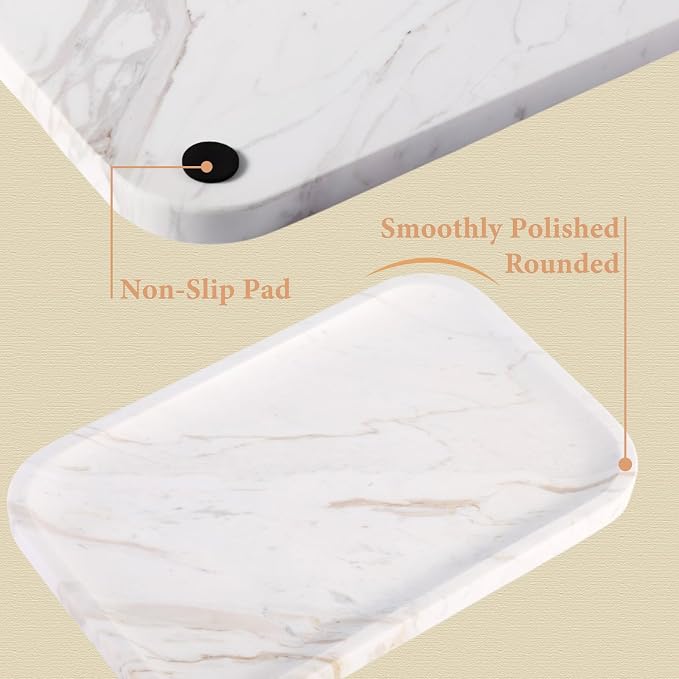 Marble Vanity Tray, Marble Bathroom Tray Countertop, Decorative Trays - Image 4