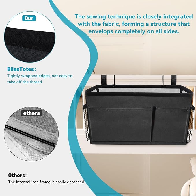 BlissTotes Bedside Caddy, Bedside Storage Organizer - Image 6