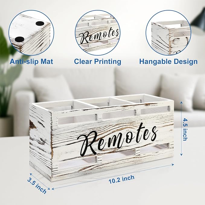 Remote Control Holder for Wall Bedside Organizer Wooden Remote Caddy Control - Image 5