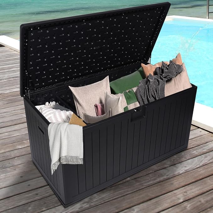 KUIKUI 288 Gallon Waterproof Deck Box, Outdoor Storage Box Waterproof Lockable by KUIKUI
