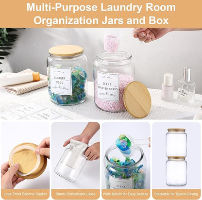 Laundry Pods Container With Airtight Bamboo Lid, Glass Jars - Image 5