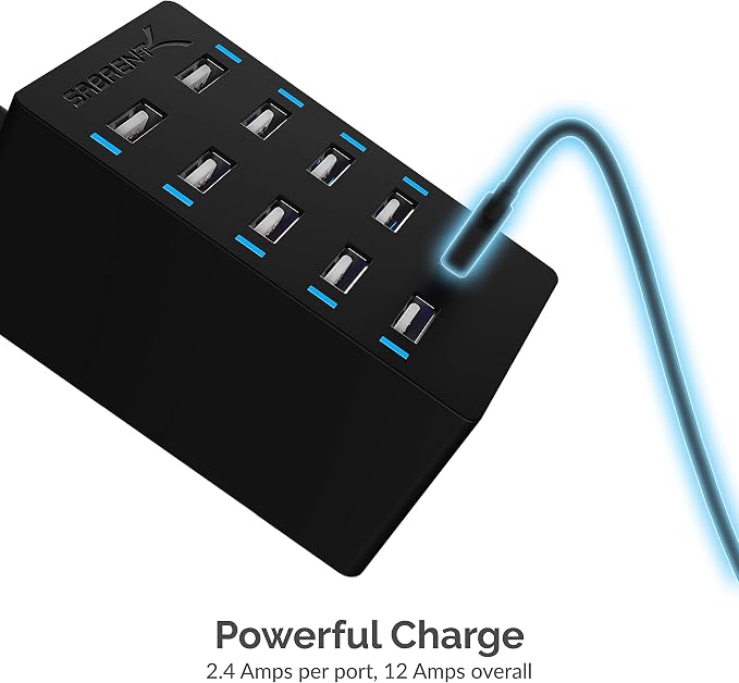 SABRENT 60W 10-Port USB Charging Station, Auto-Detect | 12A family-sized - Image 4