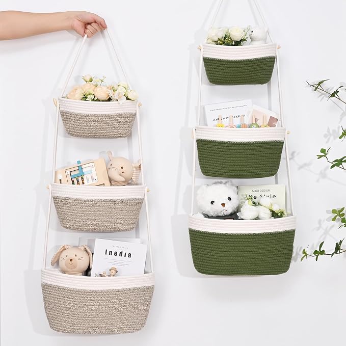 Hanging Basket, 3-Tier Woven Wall Basket - Image 9