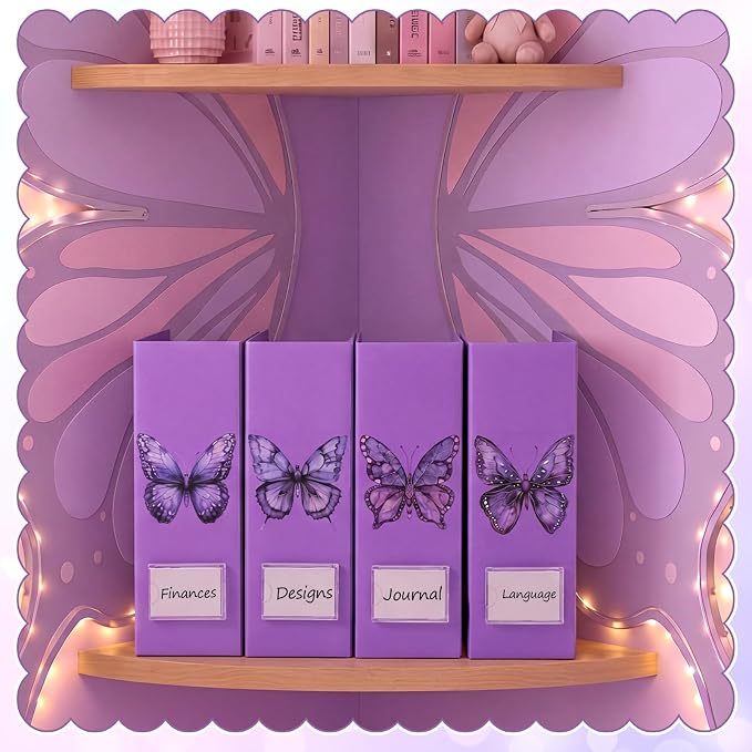 Purple Butterfly Magazine File Holder Decorative Set of 4 | Foldable Magazine - Image 6