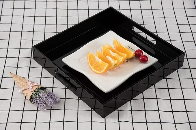 Glossy Black Sturdy Acrylic Serving Tray - Image 3
