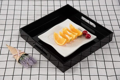 Glossy Black Sturdy Acrylic Serving Tray - Image 3