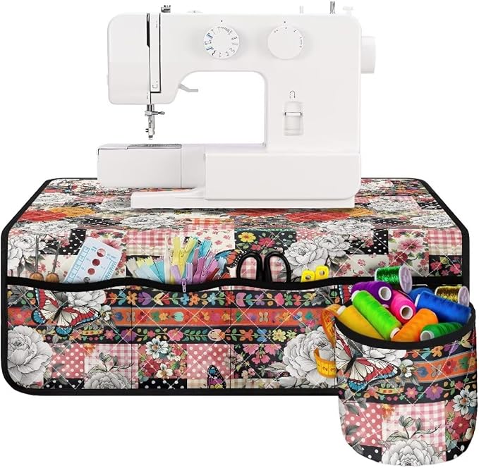 Sewing Machine Mat Sewing Machine Floral Butterfly Patchwork Carrying Pad Non by Unknown