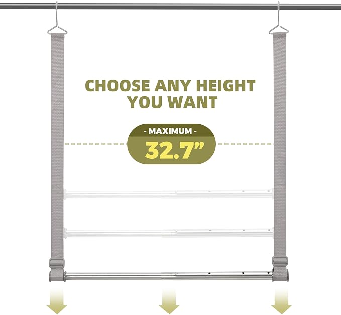 Hanging Closet Rod, 17-28In Width and Up to 32In Height Closet Extender - Image 4