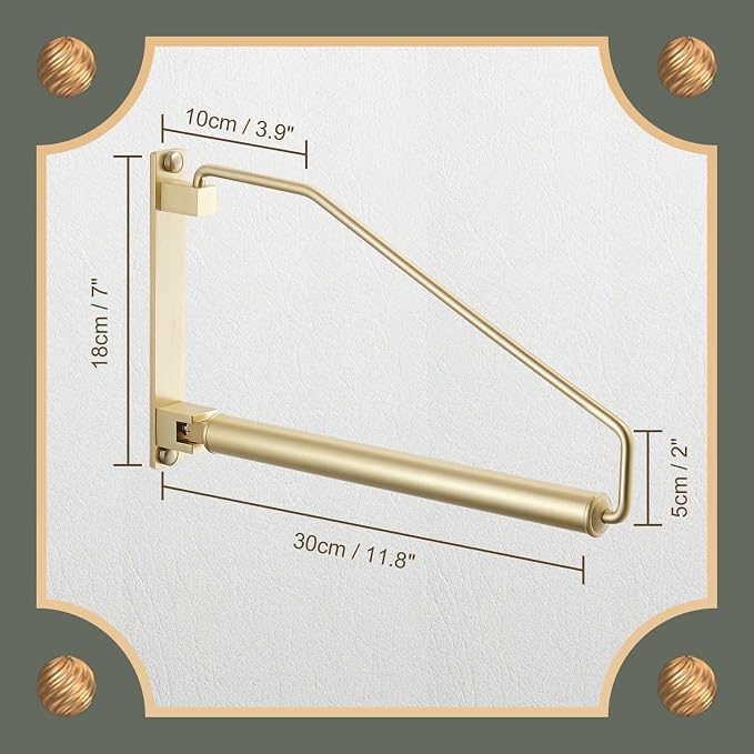 NEWRAIN Folding Wall Mounted Clothes Hanger Rack Clothes Hook Solid Brass - Image 6
