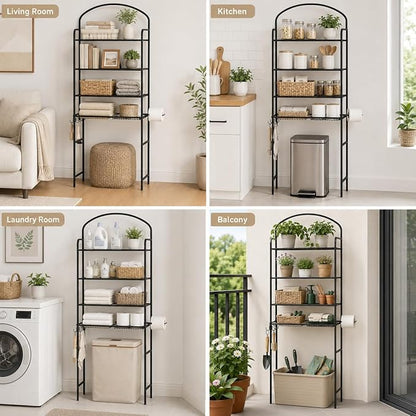 4-Tier Over The Toilet Storage, Bathroom Organizer | Space-Saving, Metal Shelf - Image 7