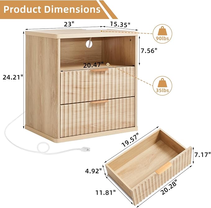 LEYAOYAO Fluted Nightstand - Image 2