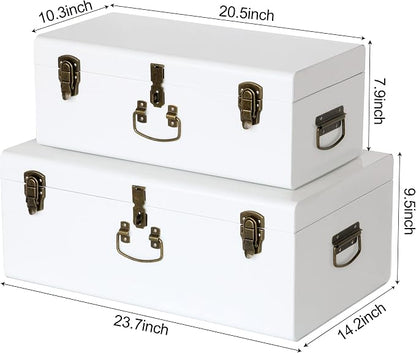 Vixdonos Decorative Metal Box Storage Trunks Set of 2 College Dorm Chest - Image 2