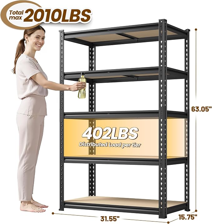 DurayLoly Shelving Unit, 15.75" D×31.55" W×63.05" H Shelves - Image 3