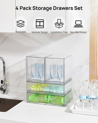 Vtopmart 8 Pack Stackable Storage Drawers Set, Beauty Supplies Storage - Image 3