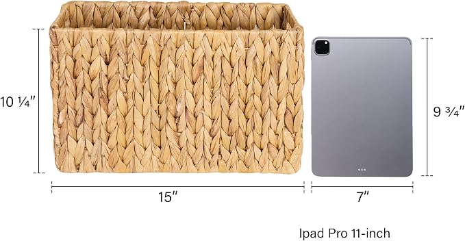 StorageWorks Hand-Woven Magazine Holder, Magazine Wicker Basket - Image 4