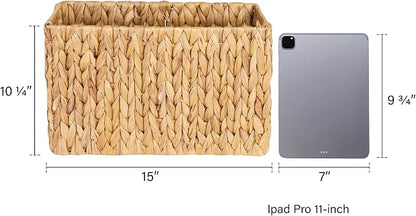 StorageWorks Hand-Woven Magazine Holder, Magazine Wicker Basket - Image 4