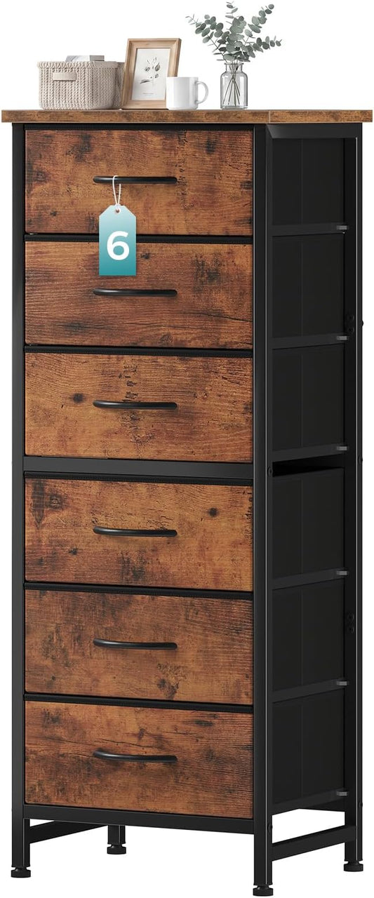 OLIXIS 6 Drawer Dresser, Fabric Storage Organizer, Rustic Brown | Chest of by OLIXIS