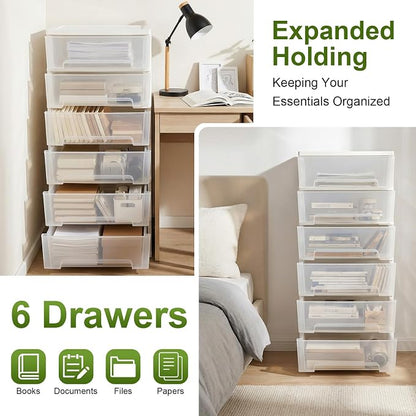 Plastic Drawer Storage Organizer Rolling Cart, Vertical Storage Tower Container - Image 4
