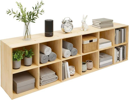 12 Cube Storage Shelf, 2-Tier Solid Wood Cube Storage Organizer, Vertical or by Unknown