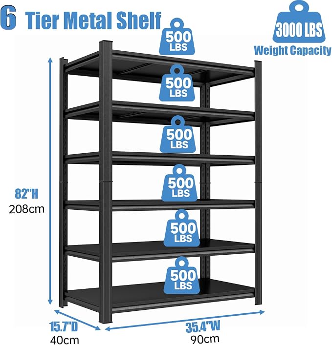 Garage Storage Shelves, 5 Tier Shelving Unit, 40 inch Wide, 18” Deep, 78” Tall - Image 3